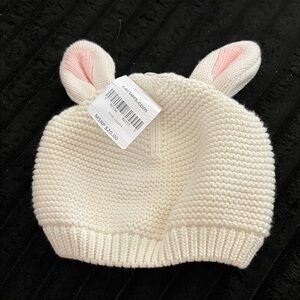 Carter's Cream Knit Hat with Bunny Ears